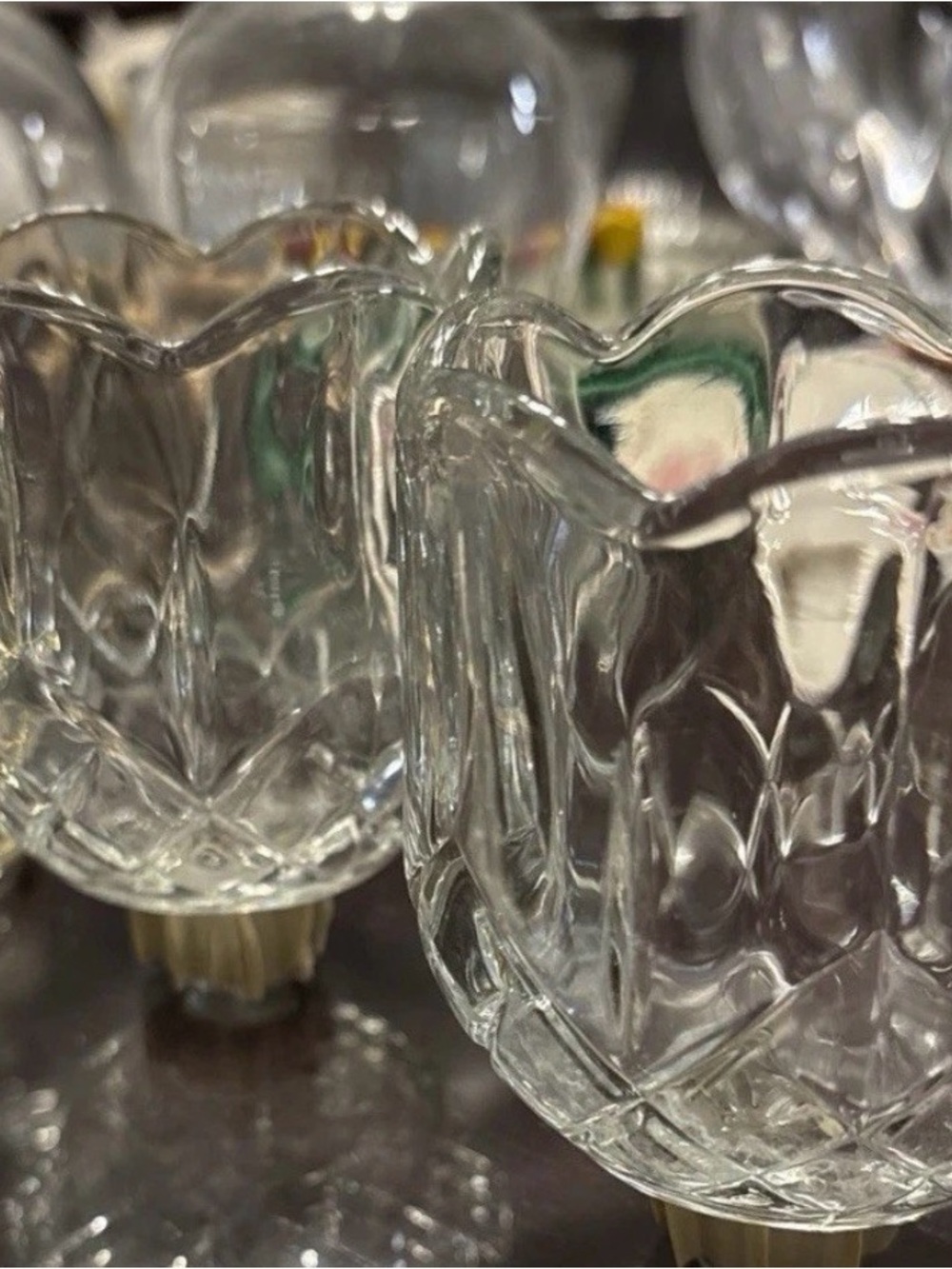 Set of 2 Vintage HOMCO Clear Glass Tulip Peg Votive Candle Holder